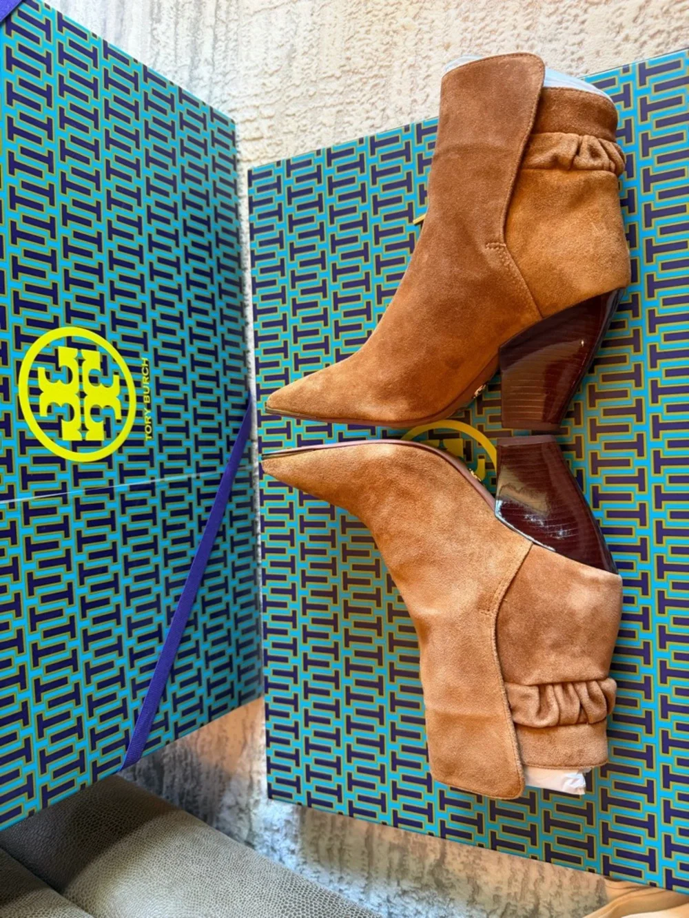 Tory Burch Lila Suede Pointed-Toe Ankle Bootie - Picture 9 of 11